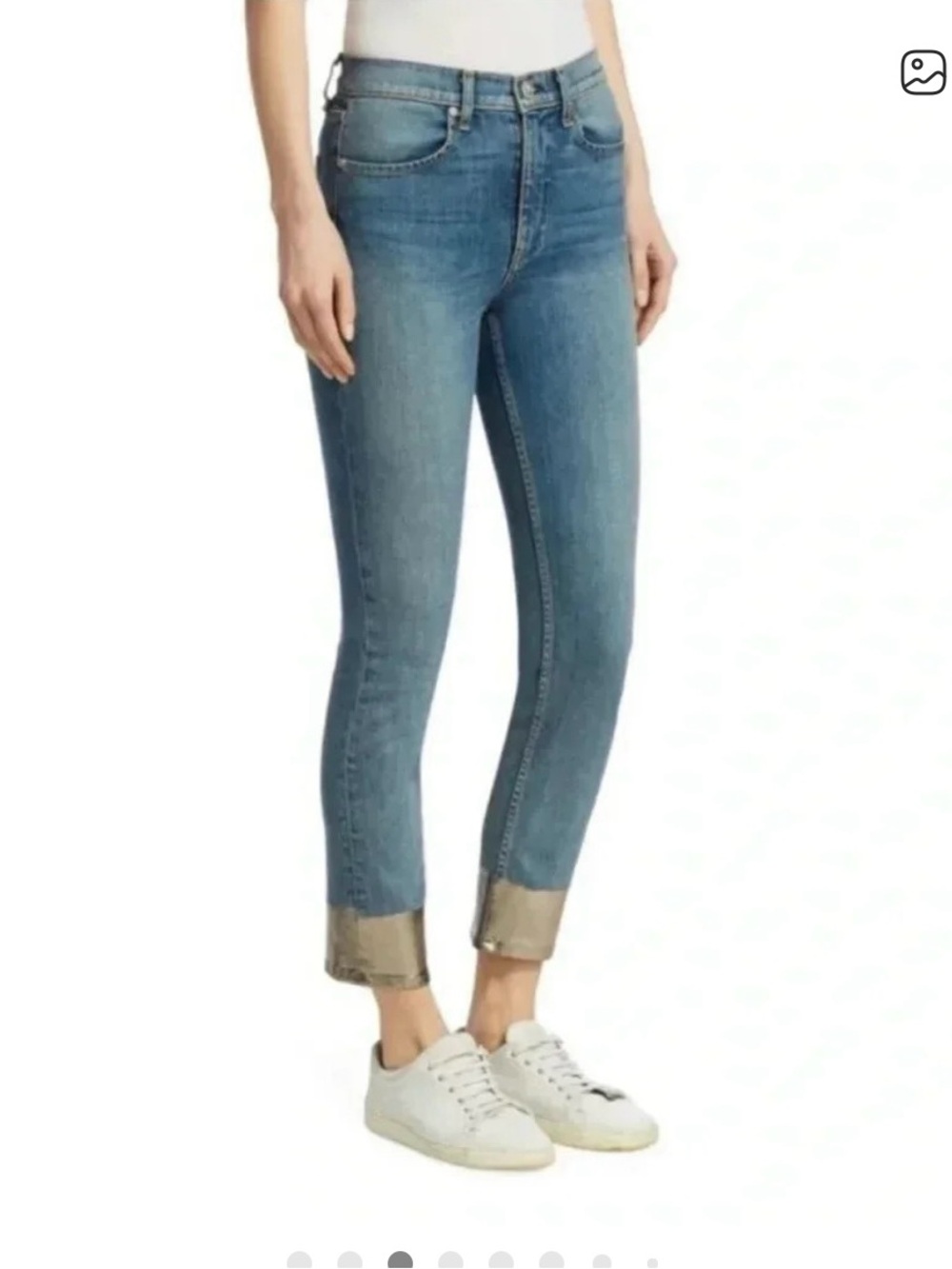 Rag & Bone Metallic Dipped Cropped Skinny Jeans